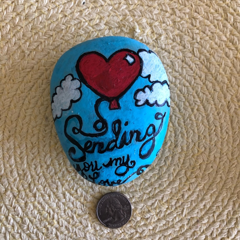 SENDING YOU MY LOVE HAND PAINTED ROCK - Picture 3 of 11